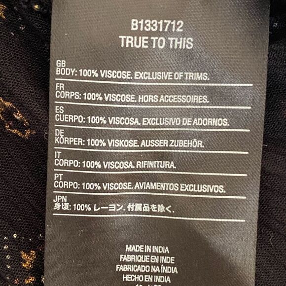 Volcom Champain Trail Mini Dress Size S Boho Folksy Black Gold Embroidered Rodeo - Picture 16 of 16